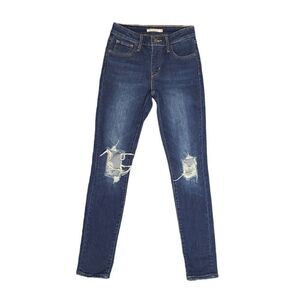 LEVI'S 721 high rise skinny dark wash destroyed distressed‎ jeans 25